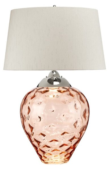 Quintiesse QN-SAMARA-TL-LRG-SLM Samara Large Table Lamp In Salmon Tint And Polished Nickel Finish