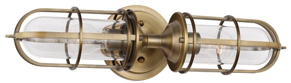 Quintiesse QN-URBANREST2 Urban Restoration Vintage 2 Light Wall Light In Dark Antique Brass IP44