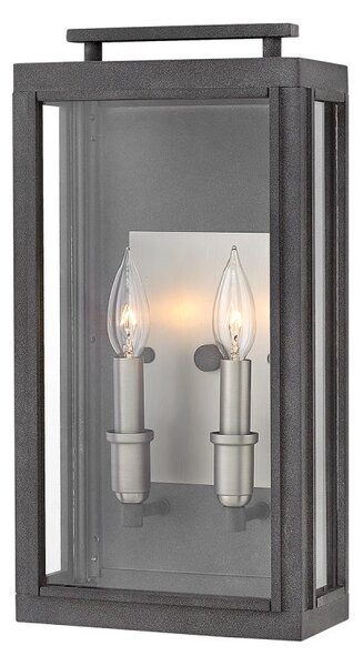 Quintiesse QN-SUTCLIFFE-M-AZ Sutcliffe Outdoor 2 Light Wall Lantern In Aged Zinc And Antique Nickel IP44