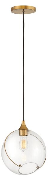 Quintiesse QN-SKYE-1P Skye Modern Single Ceiling Pendant Light in Heritage Brass Finish With Clear Glass