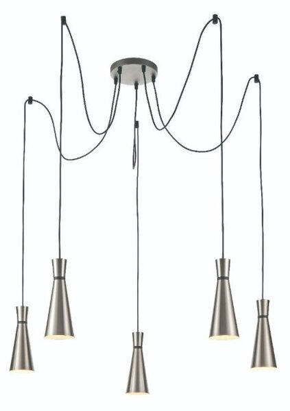Franklite FL2429-5 Happy 5 Light Ceiling Cluster Light in Satin Nickel Finish