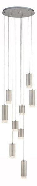 Franklite FL2414-9 Cordelia 9 Light Cluster Ceiling Pendant Light In Satin Brushed Silver Finish