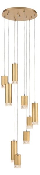 Franklite FL2415-9 Cordelia 9 Light Cluster Ceiling Pendant Light In Satin Brushed Gold Finish