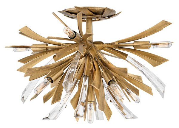 Quintiesse QN-VIDA-9F Vida 9 Light Semi Flush Ceiling Light In Burnished Gold Finish