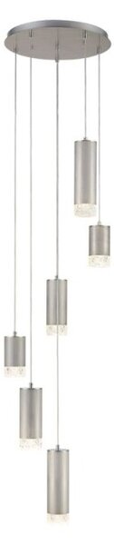 Franklite FL2414-6 Cordelia 6 Light Cluster Ceiling Pendant Light In Satin Brushed Silver Finish