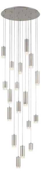 Franklite FL2414-18 Cordelia 18 Light Cluster Ceiling Pendant Light In Satin Brushed Silver Finish