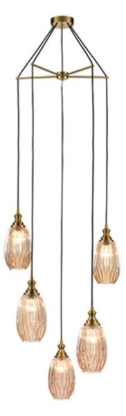 Marcella 5 Light Cluster Ceiling Light In Amber Glass Finish 56cm F2425-5/352