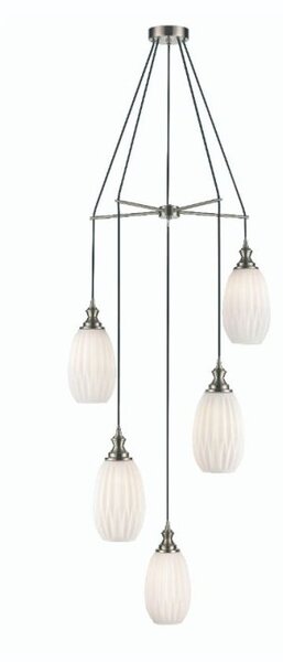 Marcella 5 Light Cluster Ceiling Light In Matt White Finish 56cm F2421-5/348