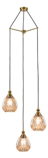 Marcella 3 Light Cluster Ceiling Light In Amber Glass Finish 51cm F2425-3/353