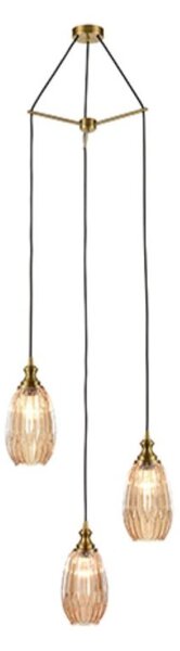 Marcella 3 Light Cluster Ceiling Light In Amber Glass Finish 47 cm F2425-3/352