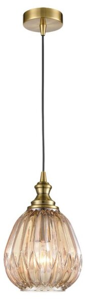 Marcella 1 Light Ceiling Pendant Light In Amber Glass Finish 18cm PH232/353