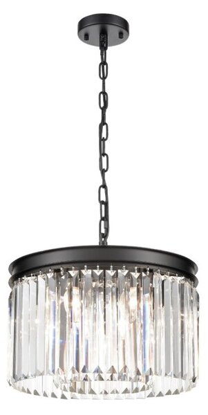 Franklite Perdita 5 Light Ceiling Pendant Light In Matt Black With Crystal Glass FL2413-5