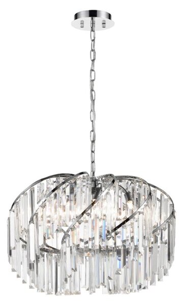 Franklite Pirouette 12 Light Ceiling Pendant Light In Chrome With Crystal Glass FL2412-12