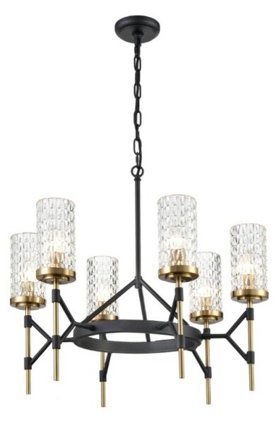 Monarch 6 Light Ceiling Chandelier In Matt Black And Gold Finish F2424-6