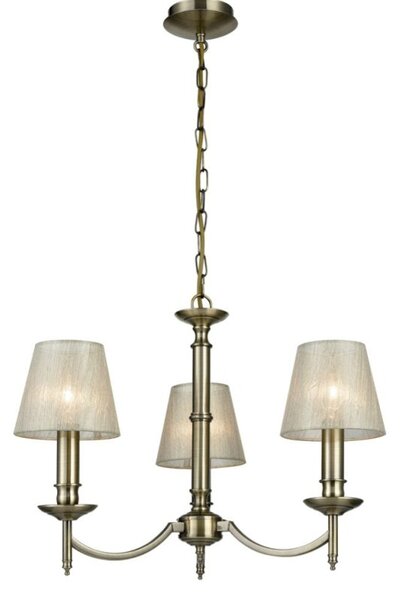Franklite Petrushka 3 Light Ceiling Chandelier In Bronze Finish With Shades FL2091/3/1171