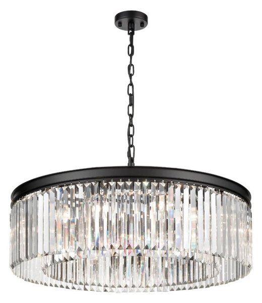 Franklite Perdita 10 Light Ceiling Pendant Light In Matt Black With Crystal Glass FL2413-10