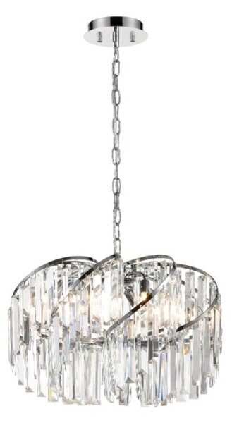 Franklite Pirouette 8 Light Ceiling Pendant Light In Chrome With Crystal Glass FL2412-8