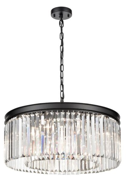 Franklite Perdita 8 Light Ceiling Pendant Light In Matt Black With Crystal Glass FL2413-8