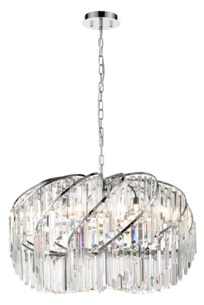 Franklite Pirouette 10 Light Ceiling Pendant Light In Chrome With Crystal Glass FL2412-10