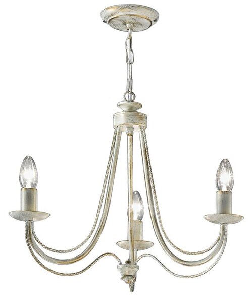 Franklite Philly 3 Light Ceiling Chandelier In Cream With Gold Highlights FL2172/3