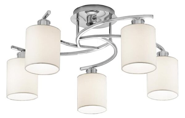 Spell 5 Light Flush Ceiling Light In Chrome Finish With Fabric Shades F2080/5/1124