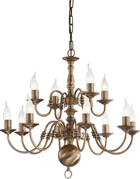 Franklite Halle 12 Light Flemish Ceiling Chandelier In Bronze Brass Finish PE79312