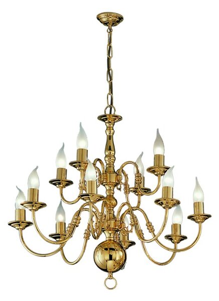 Franklite Delft 12 Light Flemish Ceiling Chandelier In Polished Brass Finish PE79112