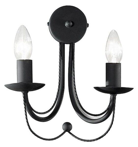 Franklite Philly 2 Light Wall Light In Satin Black Finish FL2173/2