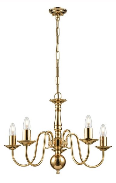 Franklite Delft 5 Light Flemish Ceiling Chandelier In Polished Brass Finish PE7915