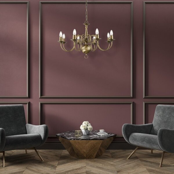 Franklite Halle 8 Light Flemish Ceiling Chandelier In Bronze Brass Finish PE7938