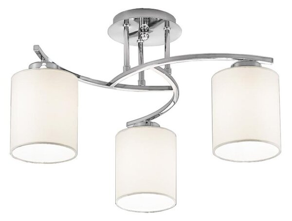 Spell 3 Light Flush Ceiling Light In Chrome Finish With Fabric Shades F2080/3/1124
