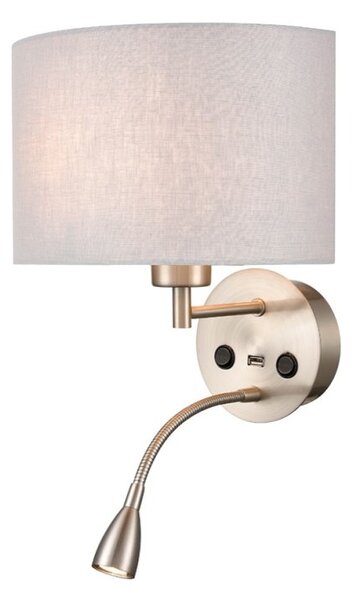 Franklite WB109/1185 Wall Light In Satin Nickel With Reading Light And Shade