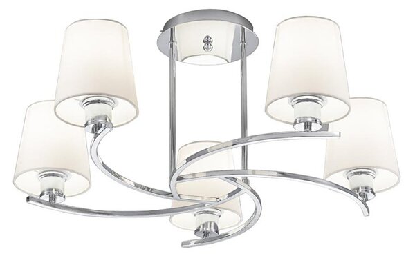 Spell 5 Light Flush Ceiling Light In Chrome Finish With Fabric Shades F2082/5/1123