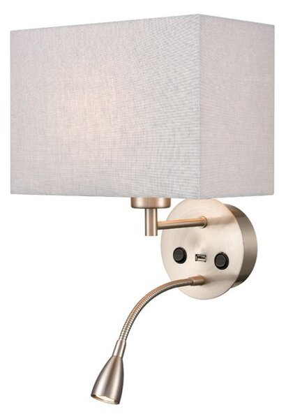 Franklite WB109/1181 Wall Light In Satin Nickel With Reading Light And Shade