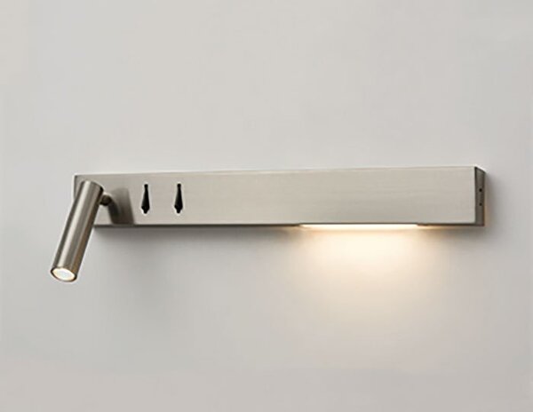 Franklite WB108 LED Reading 2 Light Wall Light With USB Port In Satin Nickel Finish