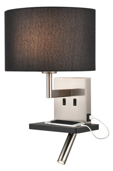 Franklite WB123/1183 Wall Light In Satin Nickel With Reading Light And Shelf