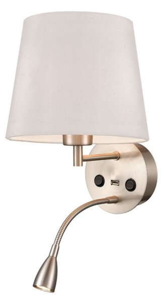 Fanklite WB109/1177 Wall Light In Satin Nickel With Reading Light And Shade