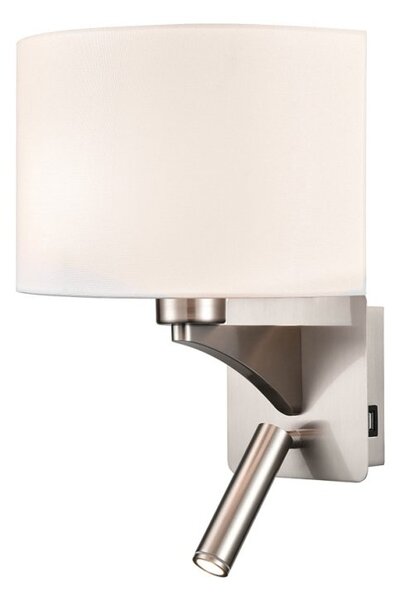 Franklite WB125/1182 Wall Light In Satin Nickel With Reading Light And Shade