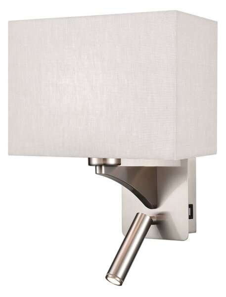 Franklite WB125/1178 Wall Light In Satin Nickel With Reading Light And Shade