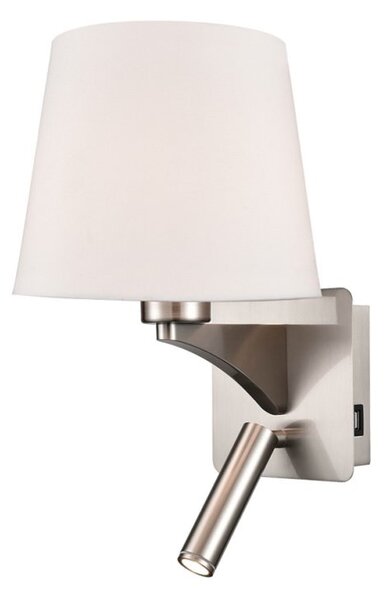 Franklite WB125/1174 Wall Light In Satin Nickel With Reading Light And Shade