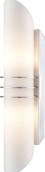 Franklite WB143 Deco 2 Light Wall Light In Chrome With Opal Glass