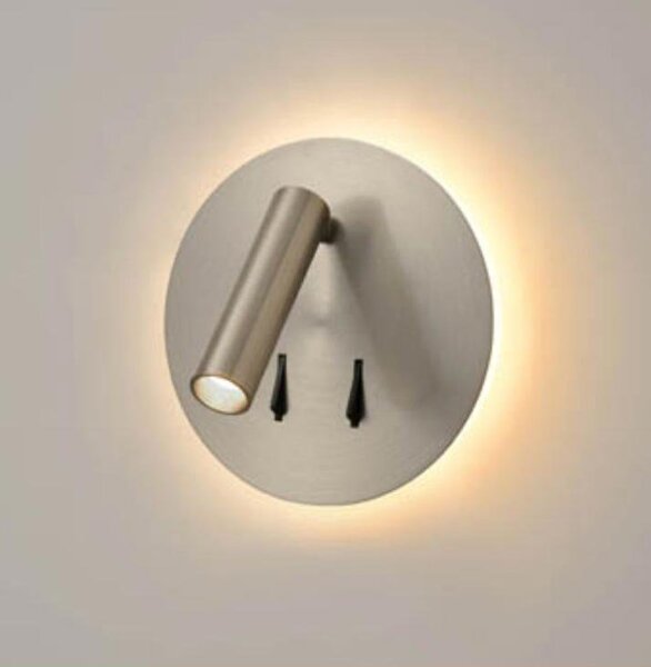 Franklite WB106 Reading LED Round Wall Light In Satin Nickel Finish