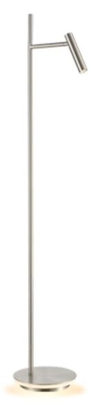 Leo Floor Lamp In Satin Nickel Finish With Reading Light And Illumination Around The Base S246