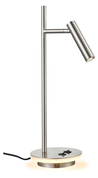 Leo Table Lamp In Satin Nickel Finish With Reading Light And Illumination Around The Base T603