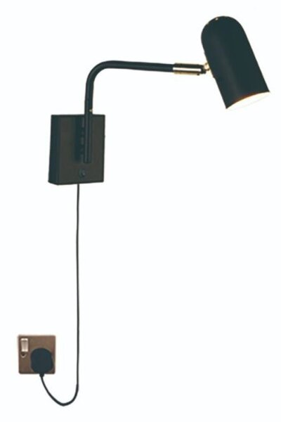 Study Plug In Wall Light In Black And Bronze Finish W148