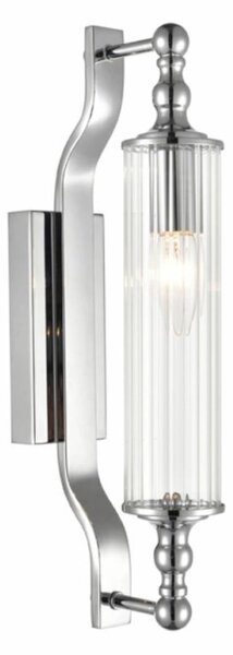 Paris Bathroom Wall Light In Chrome Finish With Ribbed Glass Shade IP44 W133