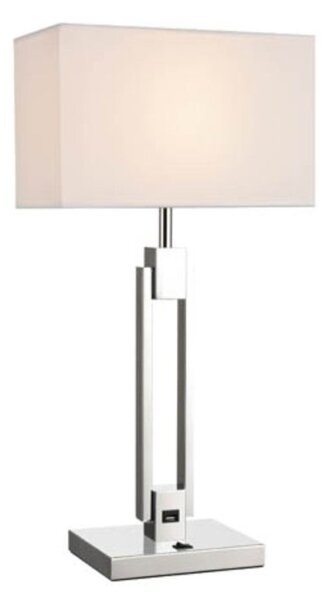 Flair Table Lamp In Polished Chrome With USB Port With Off-White Shade T610/9867