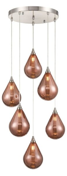 Franklite Perry 6 Light Cluster Ceiling Pendant Light With Copper Glasses FL2453-6-357