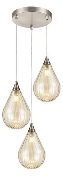 Franklite Perry 3 Light Cluster Ceiling Pendant Light With Amber Glasses FL2453-3-356