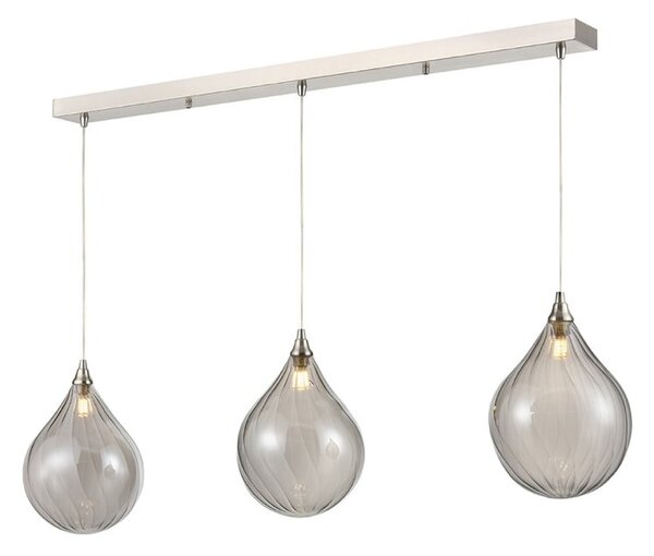 Franklite Perry 3 Light Bar Ceiling Pendant Light With Smoked Glasses FL2452-3-359